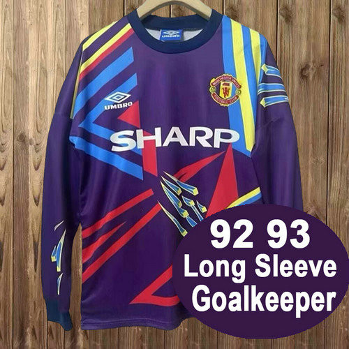 manica lunga viola maglia manchester united portiere 1992-1993 uomo