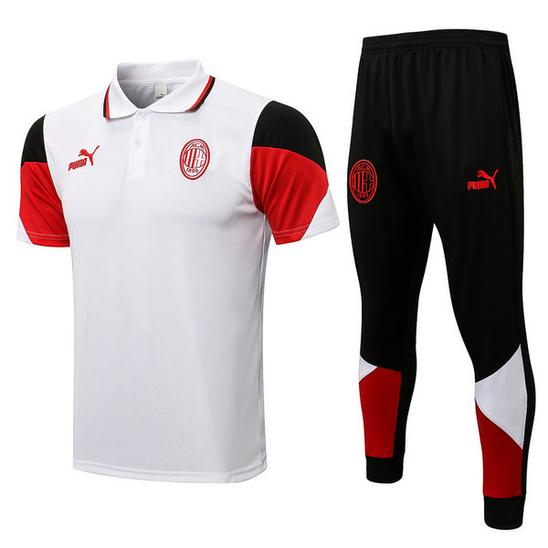 moda maglietta polo ac milan completo 2021 2022 bianco uomo