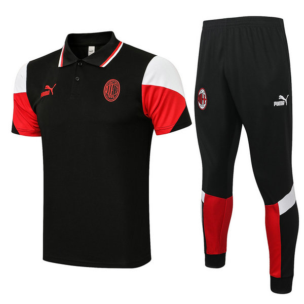 moda maglietta polo ac milan completo 2021 2022 nero uomo