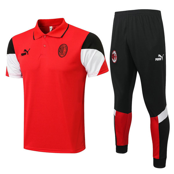 moda maglietta polo ac milan completo 2021 2022 rosso uomo