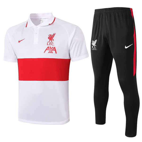 moda maglietta polo liverpool completo 2021 2022 bianco uomo