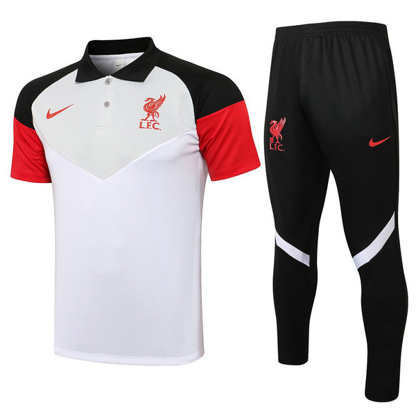 moda maglietta polo liverpool completo 2021 22 bianco uomo