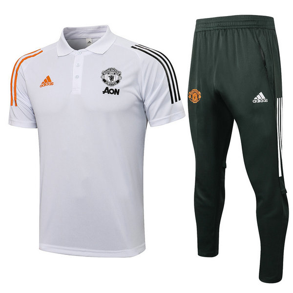 moda maglietta polo manchester united completo 2021 2022 bianco uomo