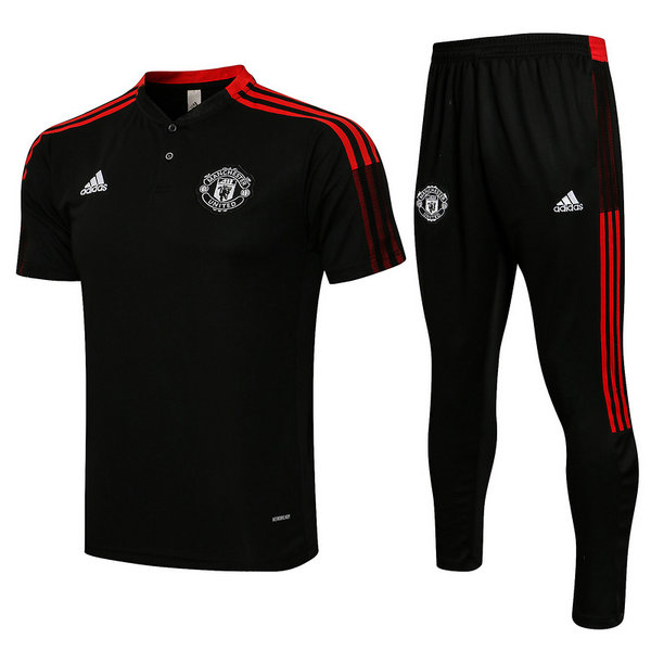 moda maglietta polo manchester united completo 2021 2022 nero uomo