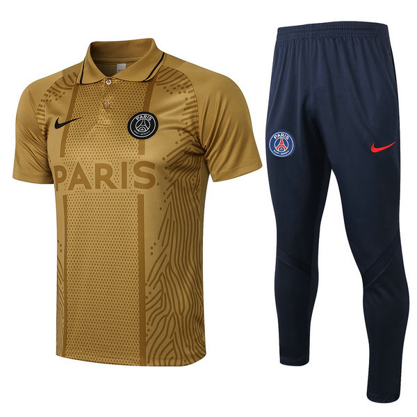 moda maglietta polo psg completo 2021 2022 dorato uomo