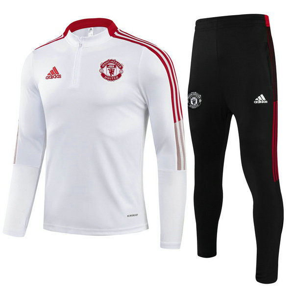 moda tuta sportiva manchester united completo 2021 2022 bianco bambino