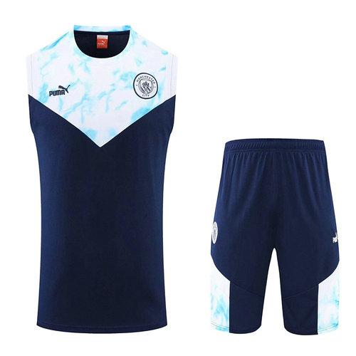 pantaloncini + canotta manchester city 2022-2023 blu e bianco uomo