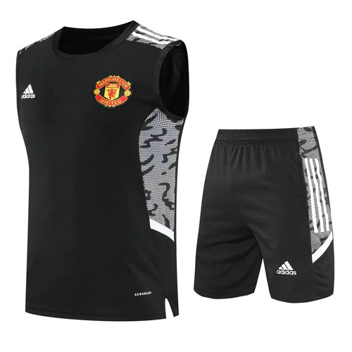 pantaloncini + canotta manchester united 2022-2023 nero uomo