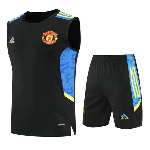 pantaloncini + canotta manchester united 2022-2023 striscia blu rossa uomo