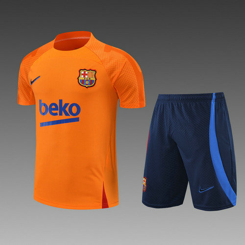 pantaloncini + maniche corte barcellona 2022-2023 arancia uomo