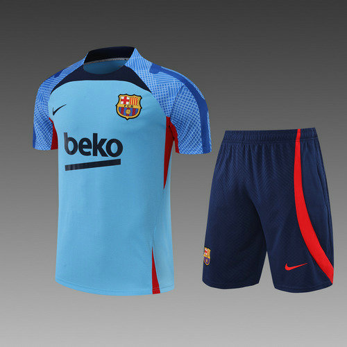 pantaloncini + maniche corte barcellona 2022-2023 blu uomo