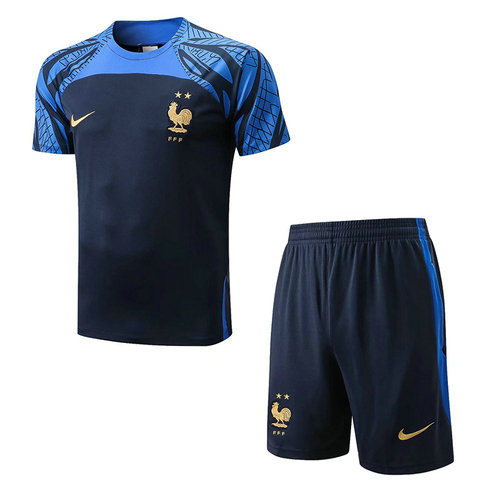 pantaloncini + maniche corte francia 2022-2023 blu reale uomo