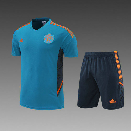 pantaloncini + maniche corte manchester united 2022-2023 blu uomo