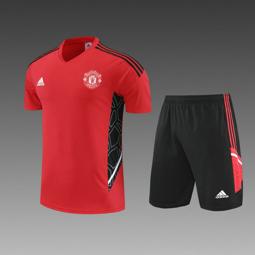 pantaloncini + maniche corte manchester united 2022-2023 rosso uomo