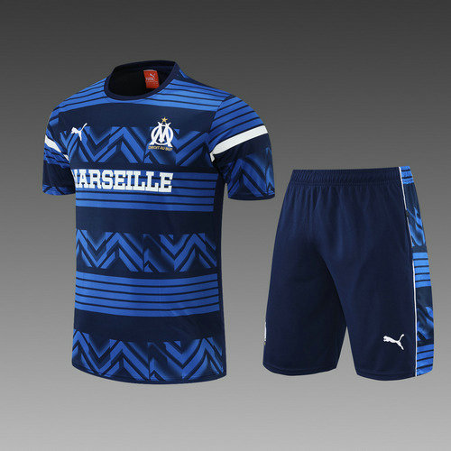 pantaloncini + maniche corte olympique marsiglia 2022-2023 blu uomo