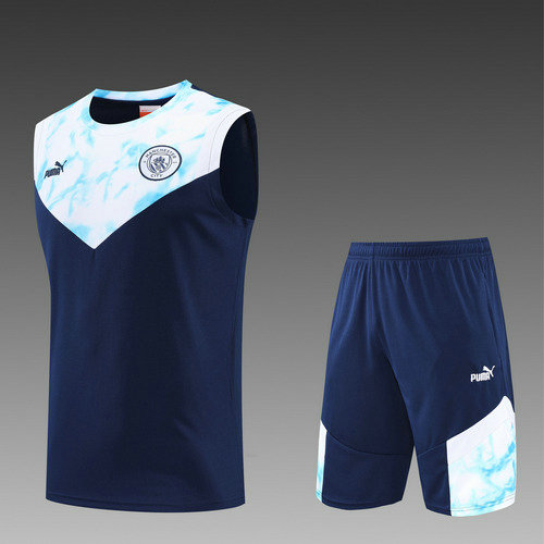 pantaloni + gilet manchester city blu reale 2022-2023 uomo