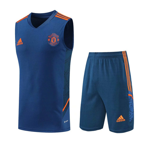 pantaloni + gilet manchester united blu navy 2022-2023 uomo