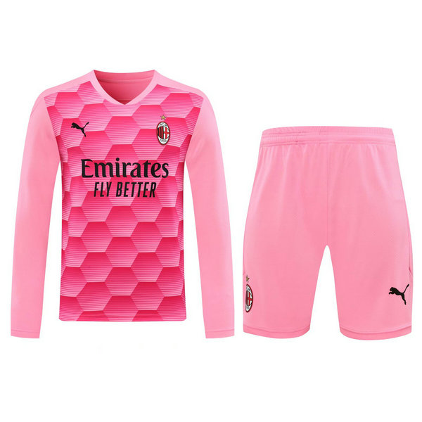 portiere maglie+pantaloncini ac milan manica lunga 2021 rosa uomo