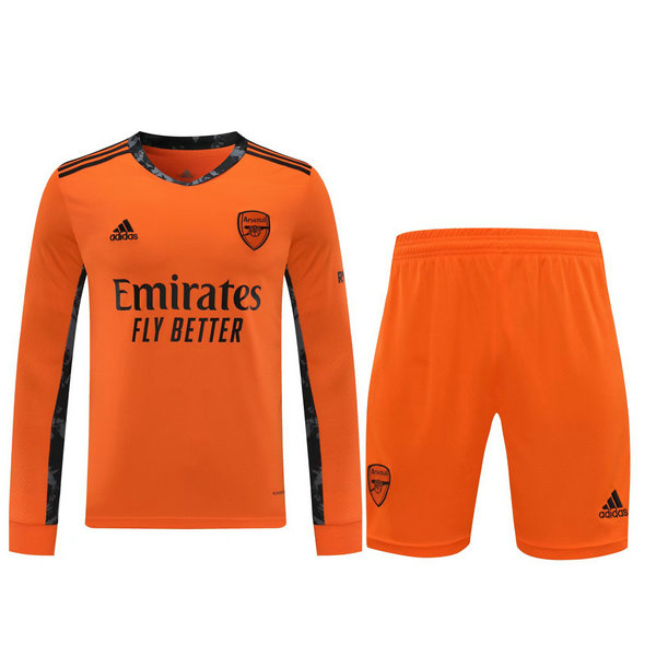 portiere maglie+pantaloncini arsenal manica lunga 2021 arancione uomo