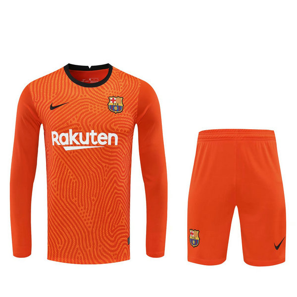 portiere maglie+pantaloncini barcellona manica lunga 2021 arancione uomo