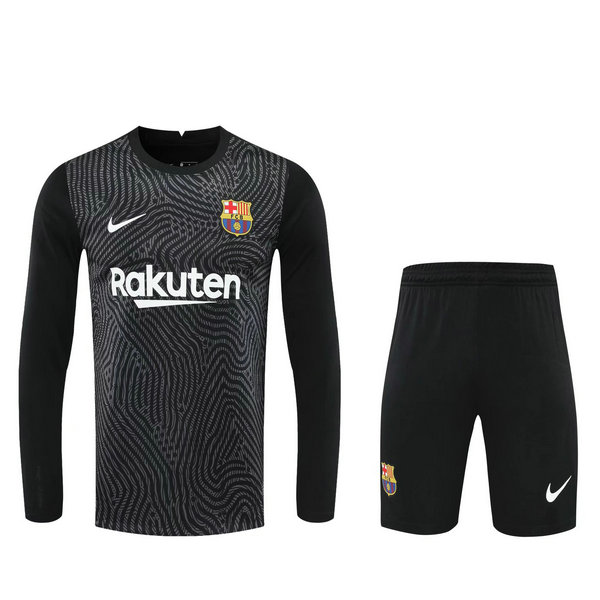 portiere maglie+pantaloncini barcellona manica lunga 2021 nero uomo