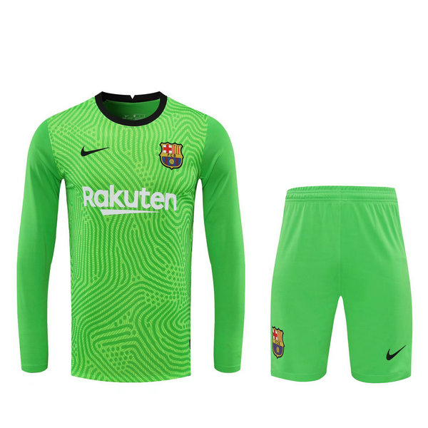 portiere maglie+pantaloncini barcellona manica lunga 2021 verde uomo