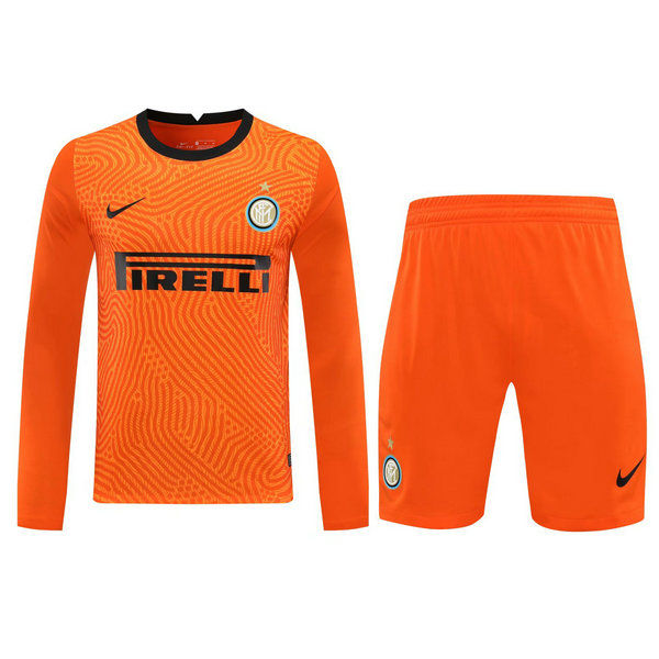 portiere maglie+pantaloncini inter manica lunga 2021 arancione uomo