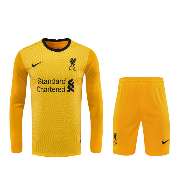 portiere maglie+pantaloncini liverpool manica lunga 2021 giallo uomo