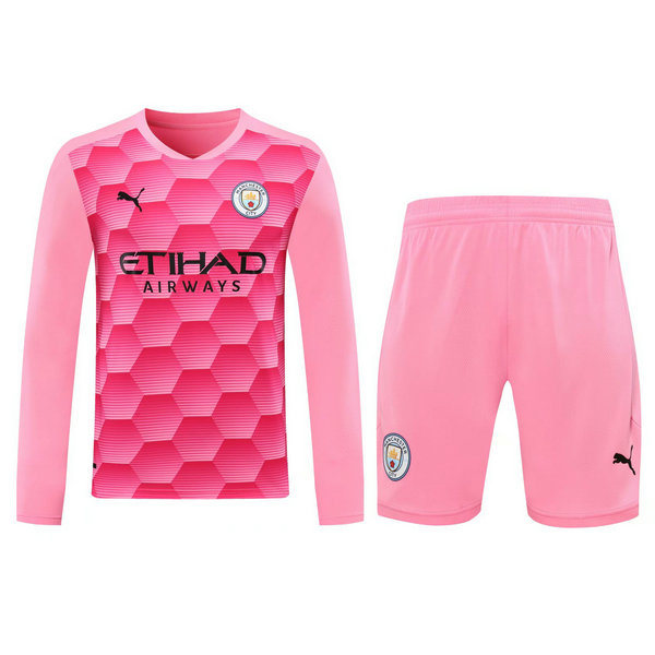 portiere maglie+pantaloncini manchester city manica lunga 2021 rosa uomo