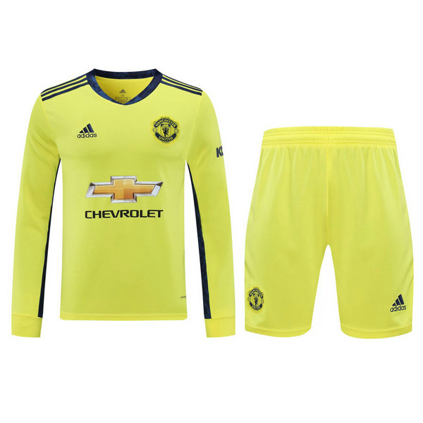 portiere maglie+pantaloncini manchester united manica lunga 2021 giallo uomo