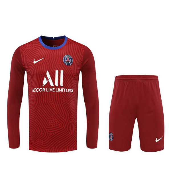 portiere maglie+pantaloncini psg manica lunga 2021 rosso uomo