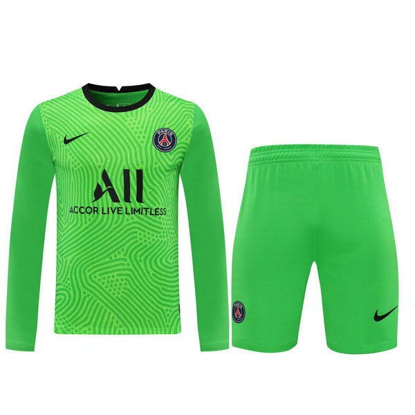 portiere maglie+pantaloncini psg manica lunga 2021 verde uomo