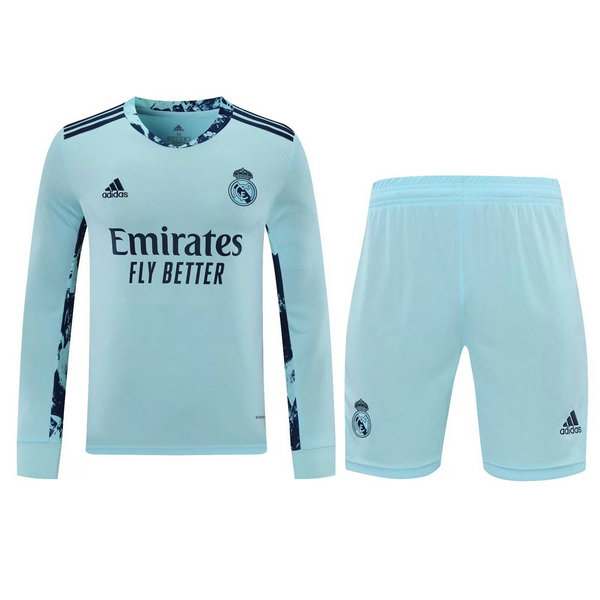 portiere maglie+pantaloncini real madrid manica lunga 2021 blu uomo