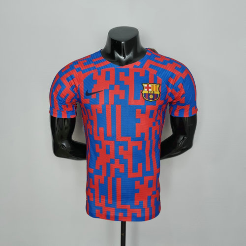 pre-match maglia barcellona rosso & blu 2022-2023 player version uomo