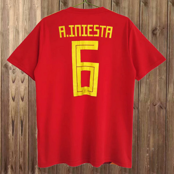 prima maglia a.iniesta 6 spagna 2018 rosso uomo