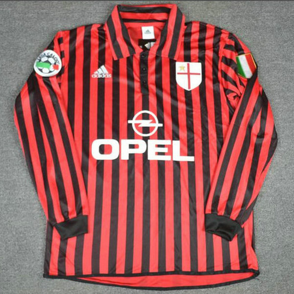 prima maglia ac milan manica lunga 1999-2000 rosso uomo