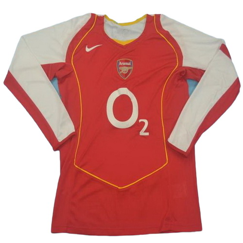 prima maglia arsenal manica lunga 2004-2005 rosso uomo