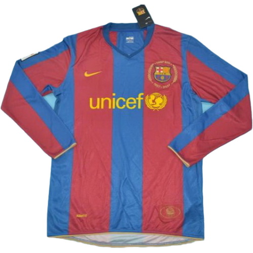 prima maglia barcellona manica lunga 2007-2008 rosso blu uomo