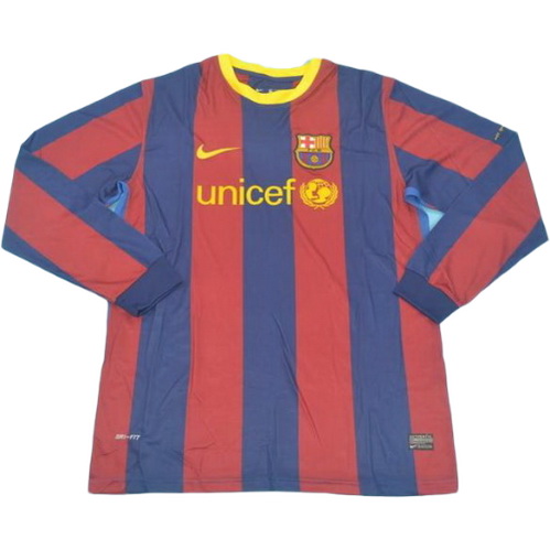 prima maglia barcellona manica lunga 2010-2011 rosso blu uomo