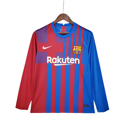 prima maglia barcellona manica lunga 2021 2022 rosso blu uomo