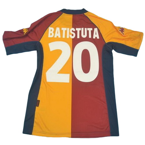 prima maglia batistuta 20 as roma 2001-2002 rosso giallo uomo