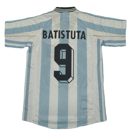 prima maglia batistuta 9 argentina copa mundial 1998 blu bianco uomo