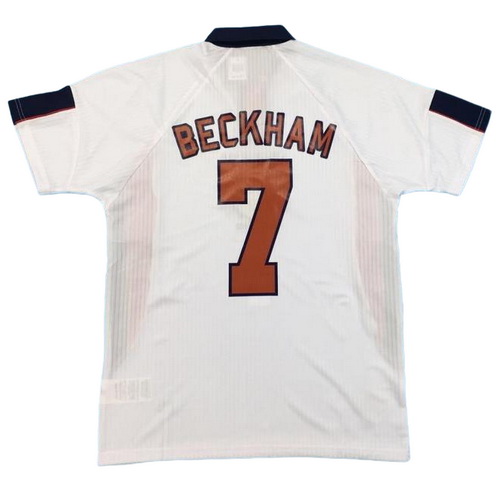 prima maglia beckham 7 inghilterra 1998 bianco uomo