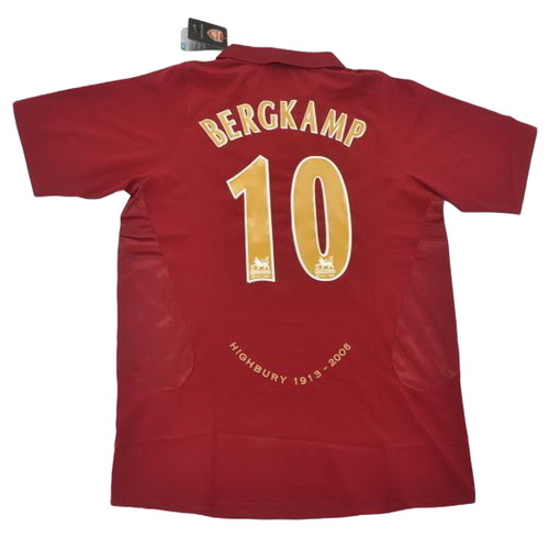 prima maglia bergkamp 10 arsenal 2005-2006 rosso uomo