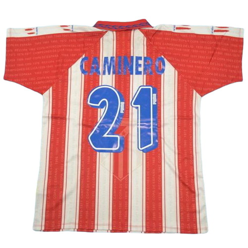 prima maglia caminero 21 atlético madrid 1995-1996 rosso bianco uomo