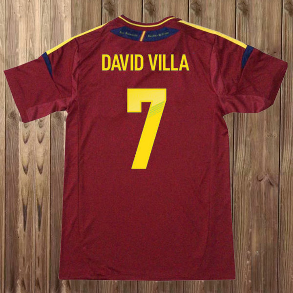 prima maglia david villa 7 spagna 2012 rosso uomo