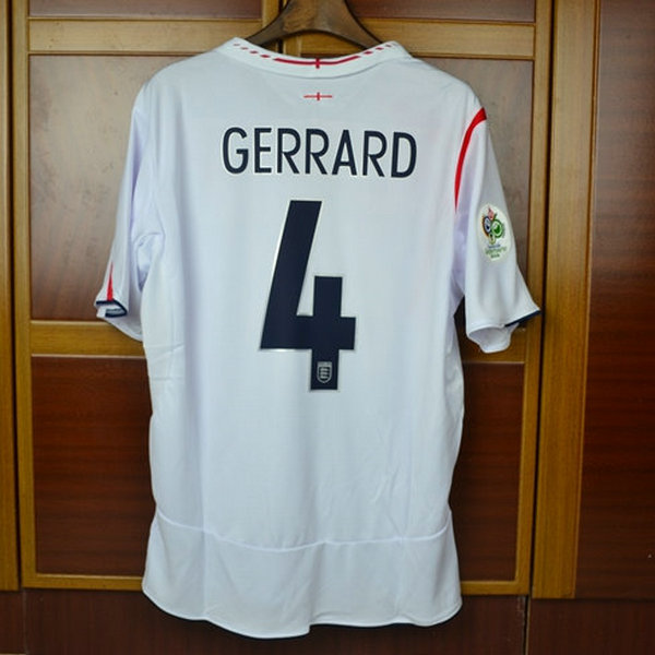 prima maglia gerrard 4 inghilterra 2006 bianco uomo