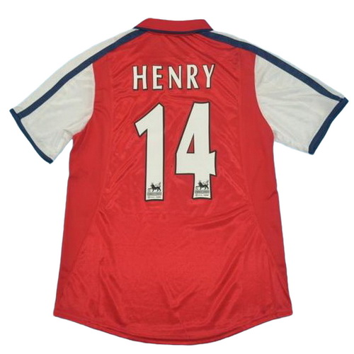 prima maglia henry 14 arsenal 2000 rosso uomo