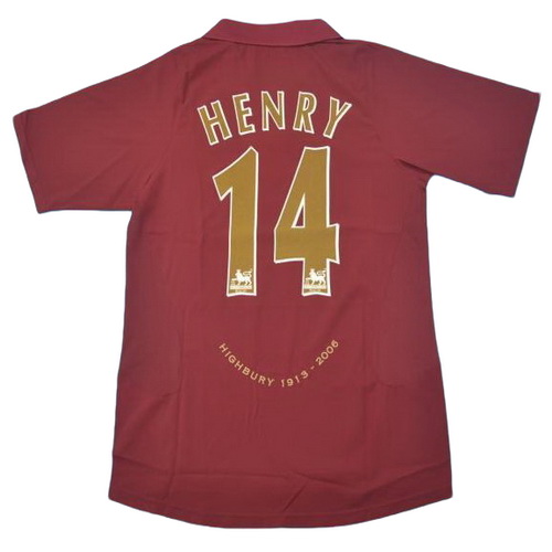 prima maglia henry 14 arsenal 2005-2006 rosso uomo