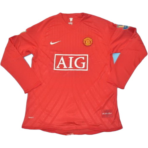 prima maglia manchester united manica lunga 2007-2008 rosso uomo